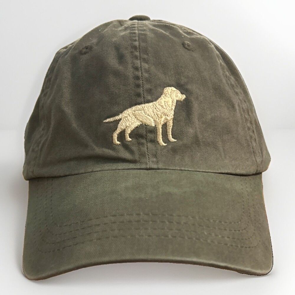 Orvis Labrador Retriever Dog Cap Embroidered Lab Cotton Army Olive Green Hat